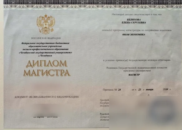 Диплом: Магистр экономики, ЧелГУ, 2014